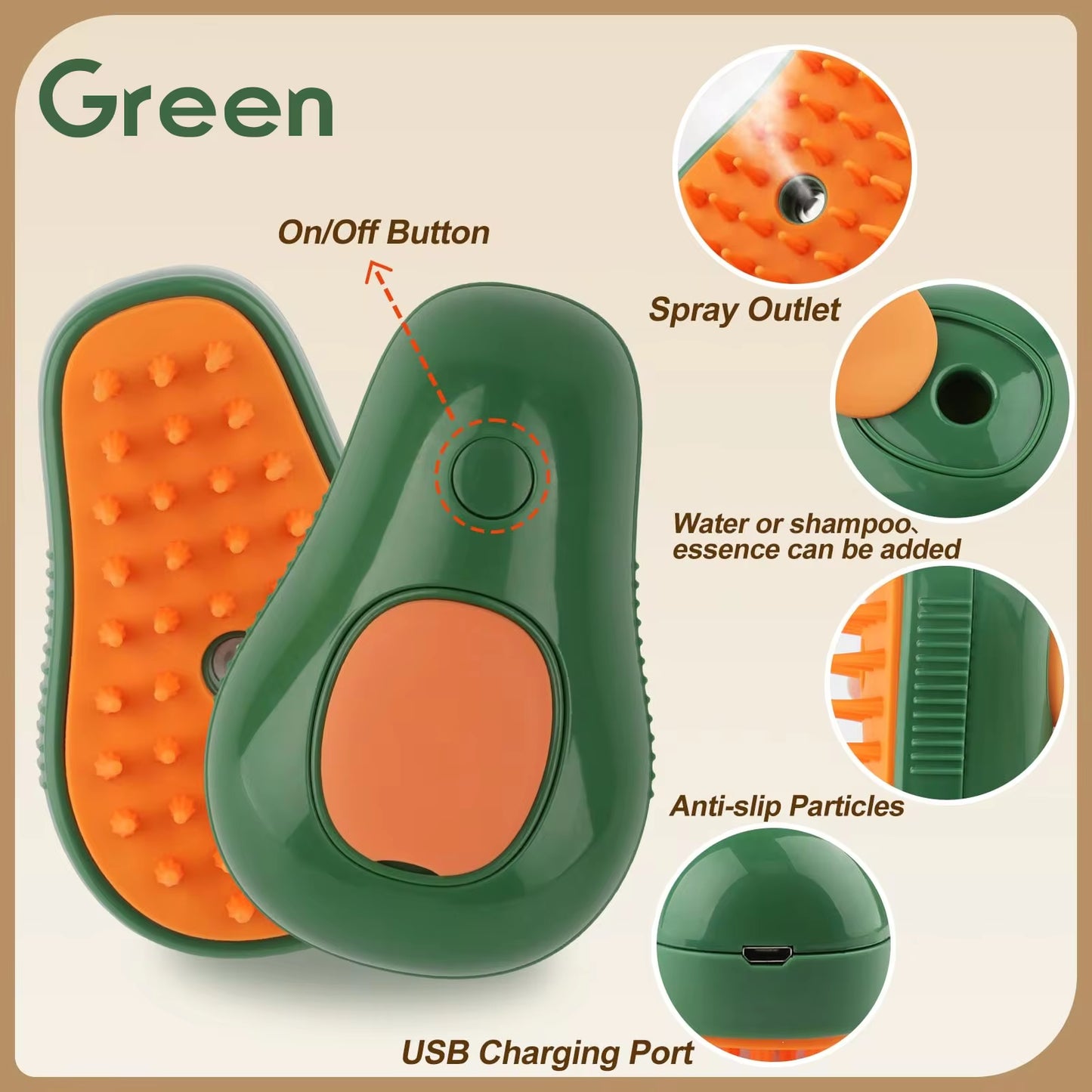 3-in-1 Electric Pet Grooming Brush with Steam and Spray for Cats and Dogs - Hair Removal and Massage Comb