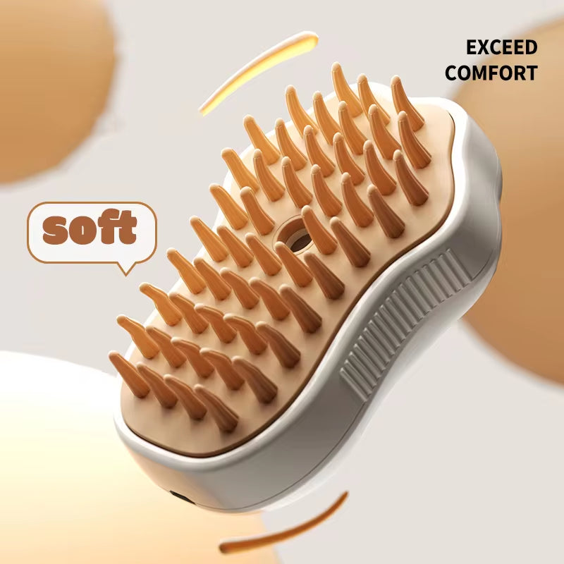 3-in-1 Electric Pet Grooming Brush with Steam and Spray for Cats and Dogs - Hair Removal and Massage Comb