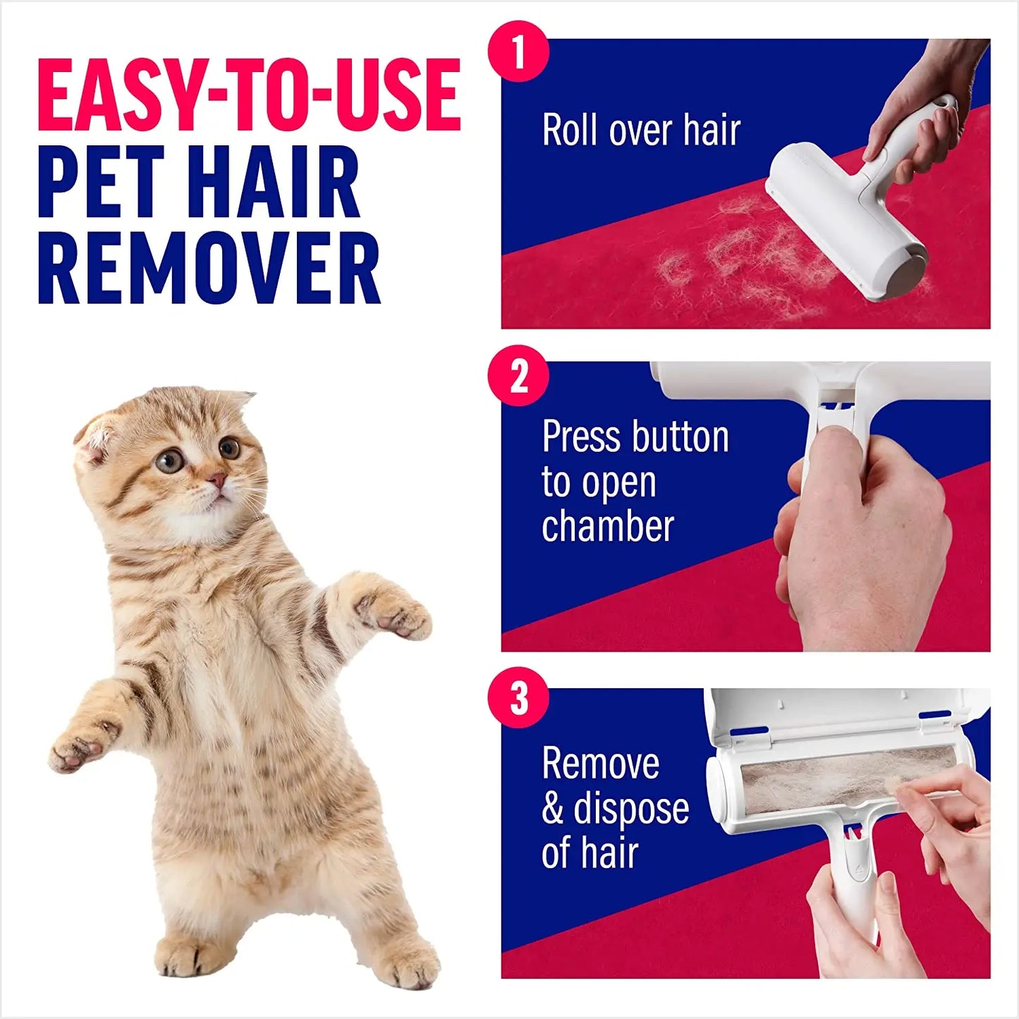 Pet Hair Remover Roller - Self-Cleaning Fur Removal Tool for Dogs and Cats - Efficient Solution for Furniture Care