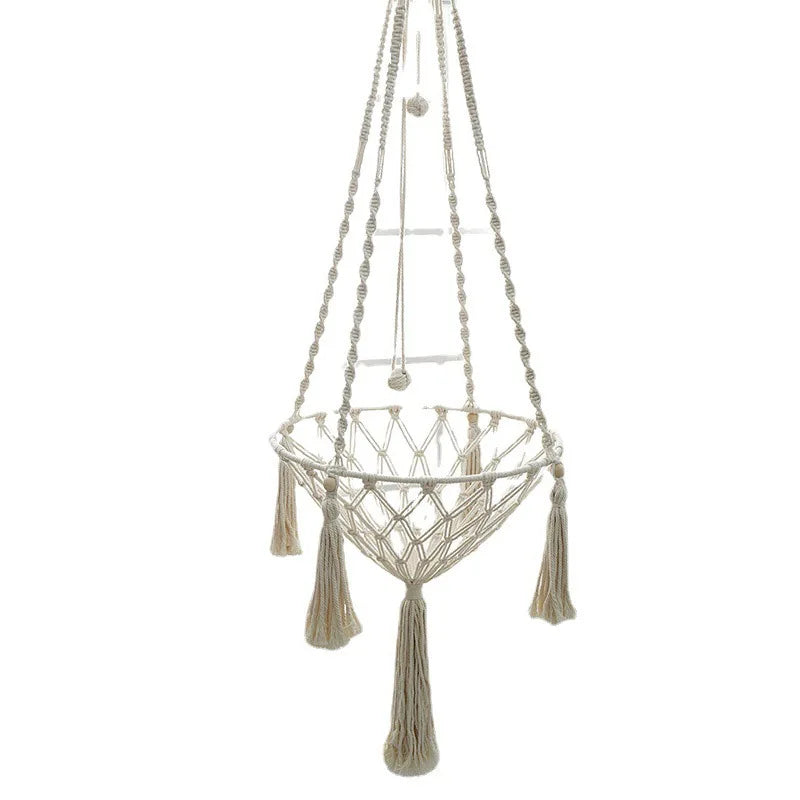 Hand-Woven Cotton Rope Winter Pet Hammock for Cats - Indoor Hanging Basket and Den