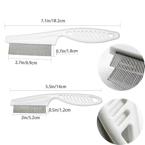 2 Pack Multifunctional Pet Comb, Upgrade Pet Grooming Brush Fine Magic Tear Stain Removal, Fine-Tooth Stainless Massage Comb Kit for Small Puppies and Dogs (White)